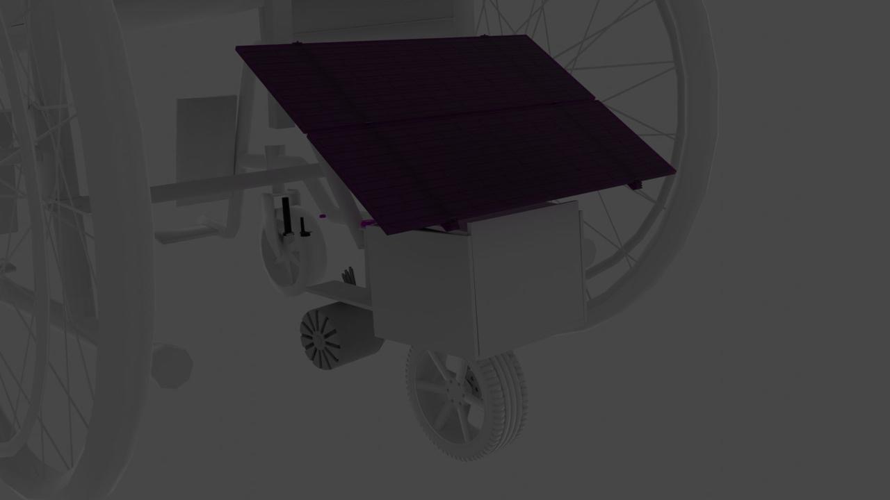 Render 3D del sistema RuedaTec Solar con paneles solares integrados